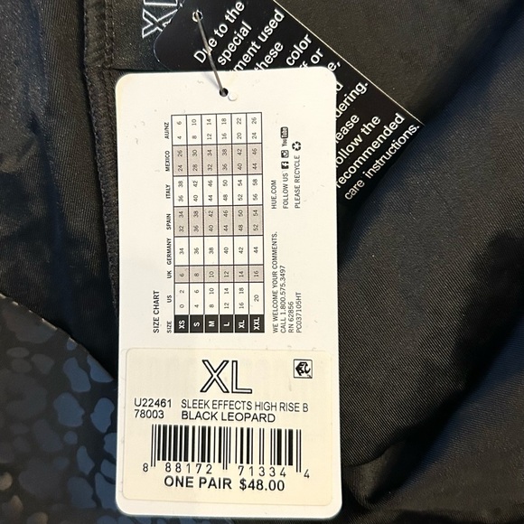 HUE Ladies Sleek Effects High Rise Biker Shorts, Black Leopard Embossed XL NEW - Picture 9 of 11